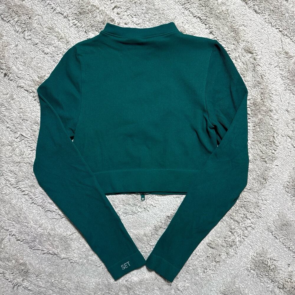 SET ACTIVE Cropped Ribbed Zip Up Jacket - Picture 2 of 5